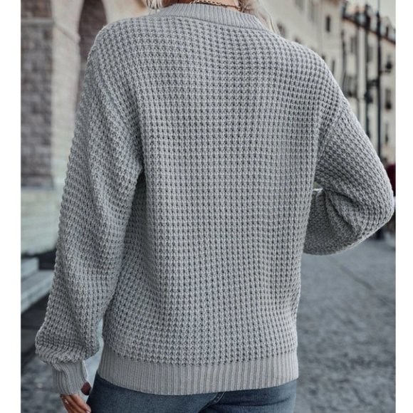 Casual Boho Criss Cross Surplice Neck knit Sweater Top - Picture 3 of 7